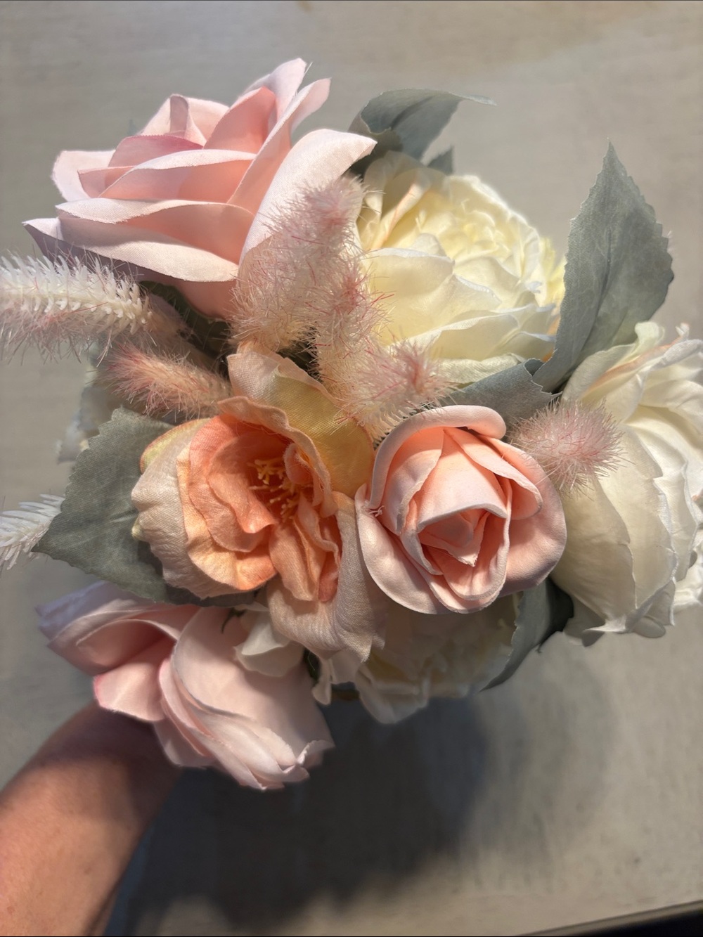 Bridal Michaels Home Accents Pink and Cream Faux Rose Bouquet